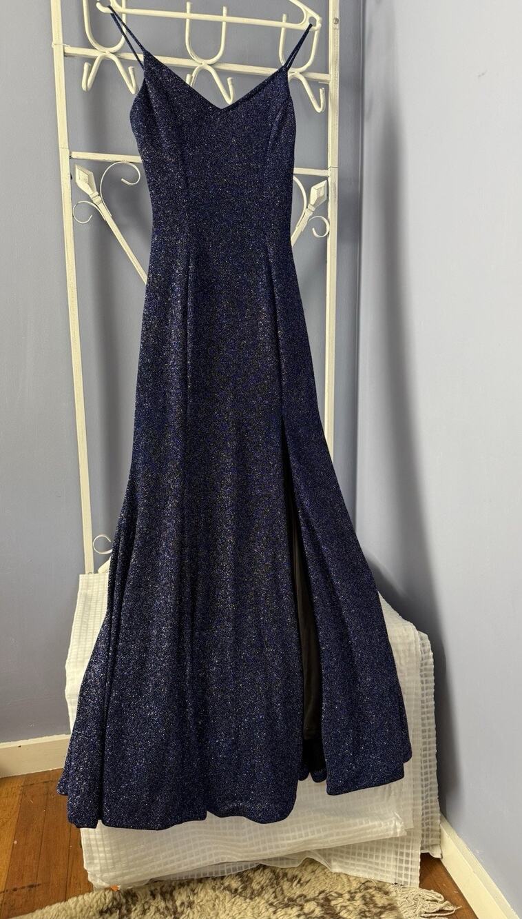 Blue Formal Dress sparkling Strech Md gala wedding guest